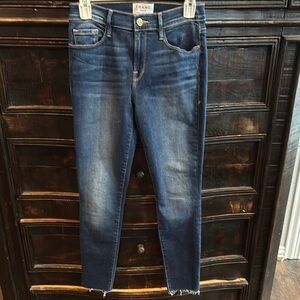 Frame Denim Blue Ankle Le Skinny de Jeanne Cropped Jeans
